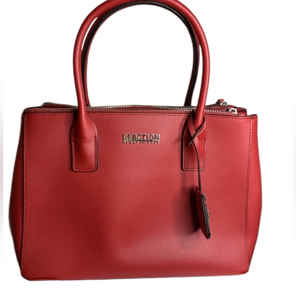 Kenneth Cole Reaction Pebbled Faux Red Leather Large Handbag, Work or Travel Bag - Picture 1 of 10